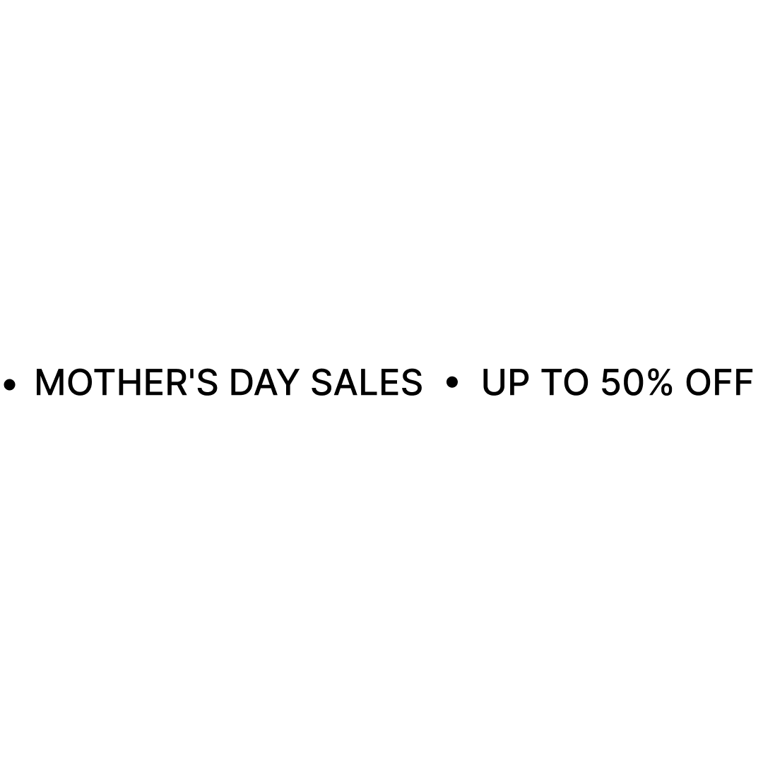 Black text on a white background reads: • SPRING SALE • UP TO 50% OFF.