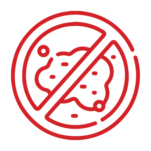 Red anti-germ or anti-bacteria symbol on a transparent background.