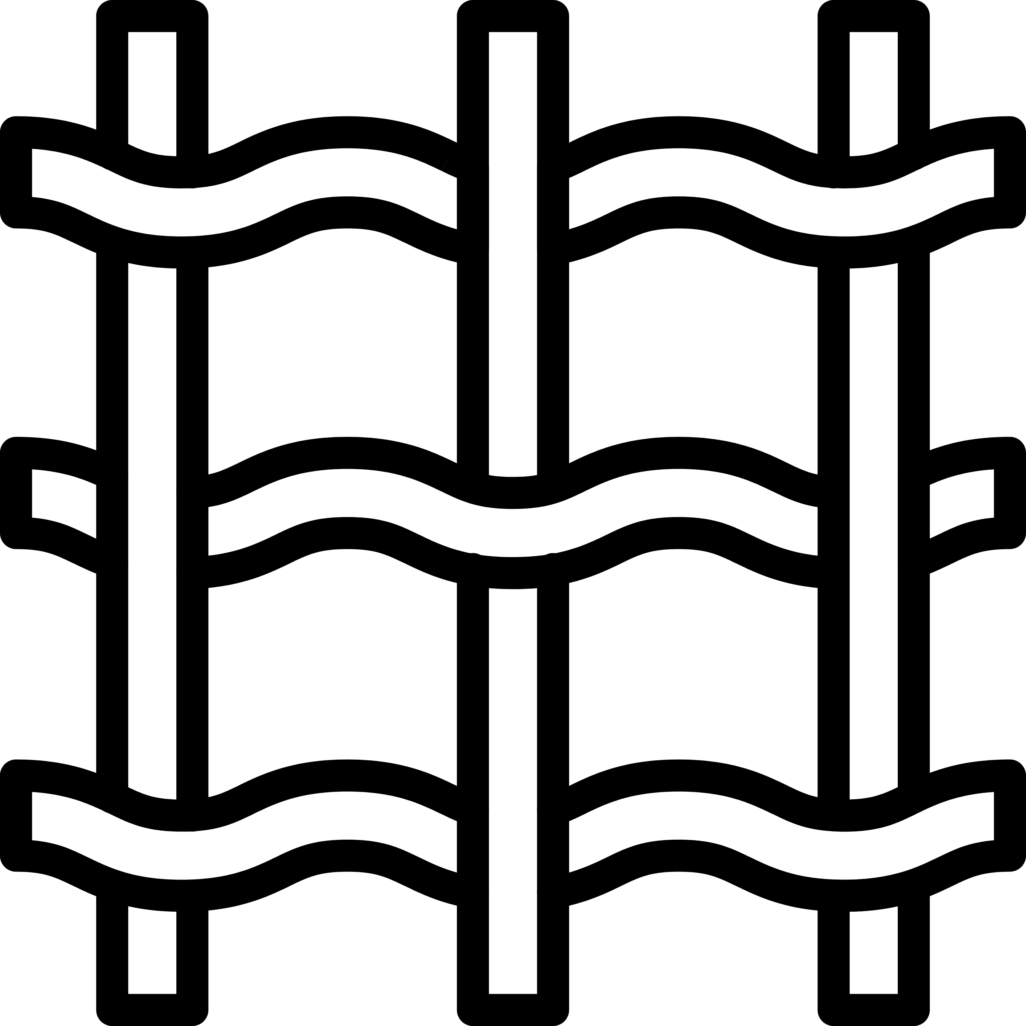 Black and white line drawing of a wavy fencing design.