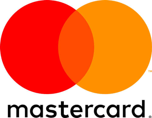 Interlocking red and orange circles with the word 'mastercard' below.