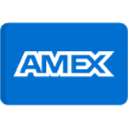 The American Express logo, with the word 'AMEX' in white text on a blue rectangular background.