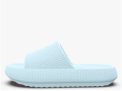Light blue slide sandal on a white background.