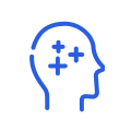 Outline of a head with stars inside, symbolizing creativity or ideas.