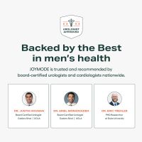 Image promoting men's health endorsed by doctors with their photos and titles displayed.