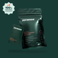 Two packages of Joymode performance booster with a 100% natural ingredients badge.