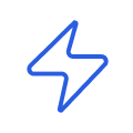 Blue lightning bolt icon on a white background.