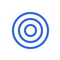 Blue concentric circles on a white background.
