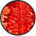 A small circular icon with a mottled, textured red and orange surface.