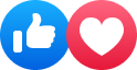 The Facebook 'Like' thumbs-up icon and the 'Love' heart reaction icon.