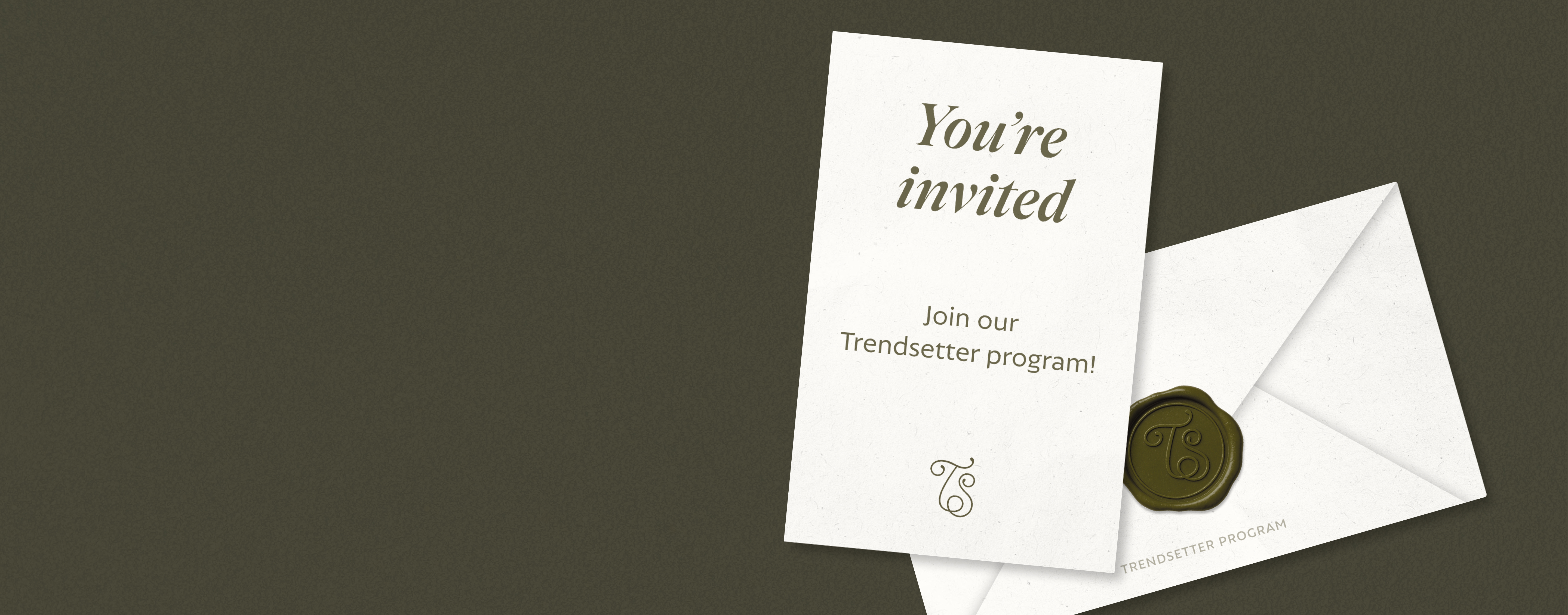 Invitation card saying 'You're invited,' with envelope and wax seal.