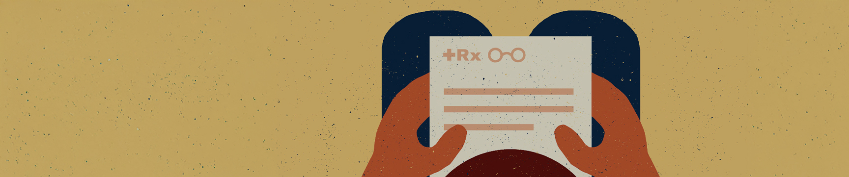 Illustration of hands holding a prescription paper with a medical symbol.