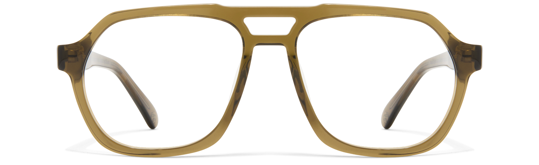 Brown, rectangular eyeglass frames with a double bridge design.