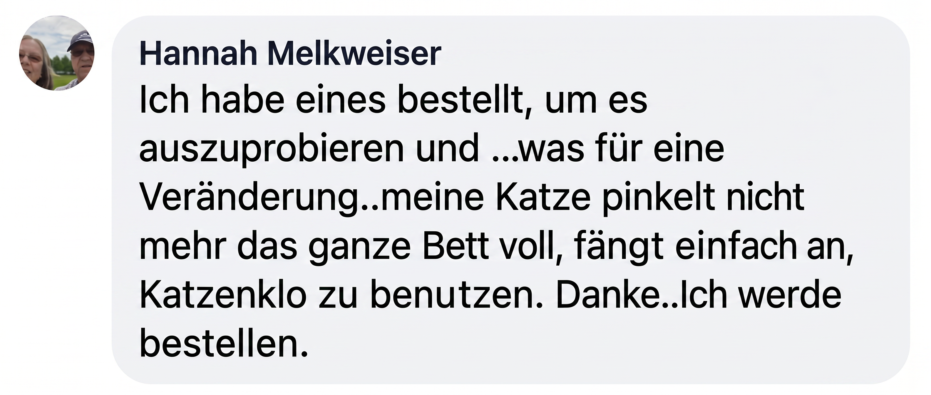 A screenshot of a customer testimonial in German from Hannah Melkweiser, with her profile picture.