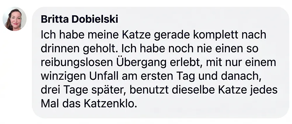 A screenshot of a testimonial in German from Britta Dobielski, shown next to her circular profile picture.