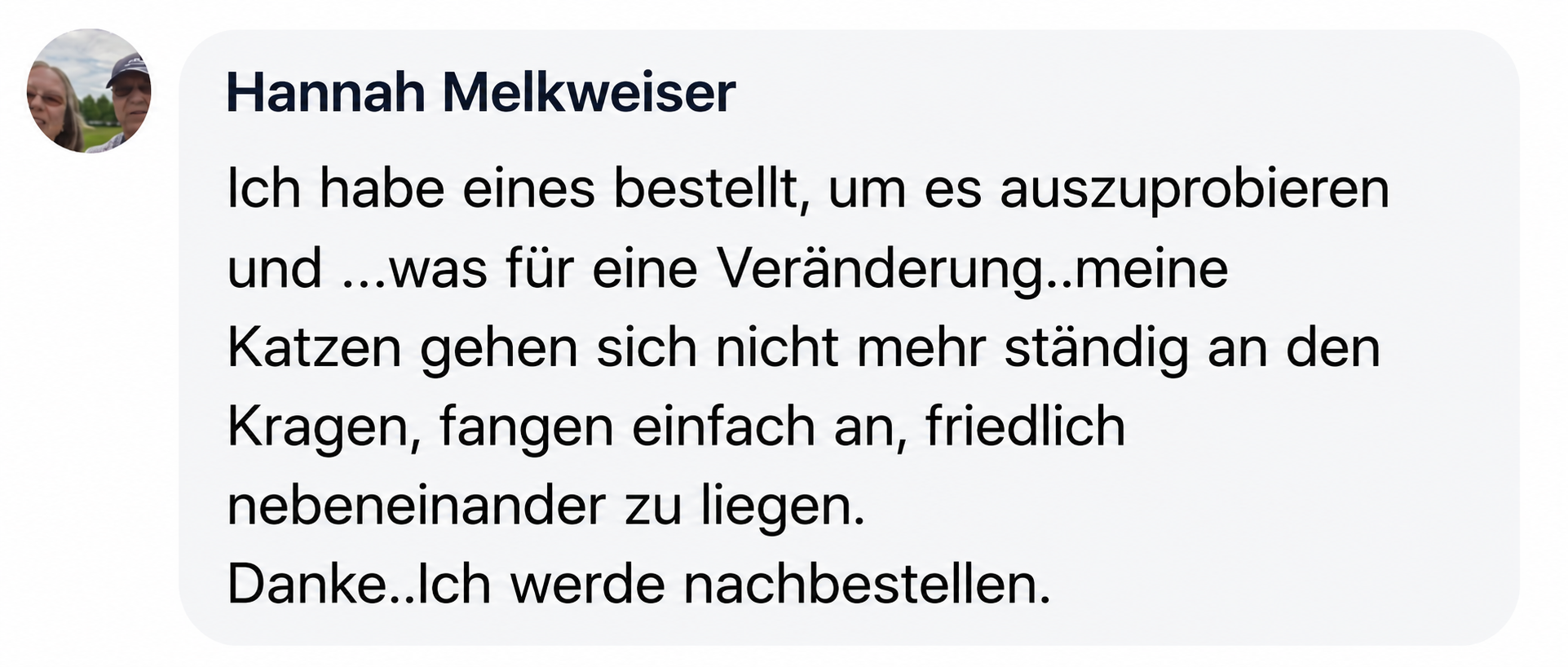 A testimonial from a user named Hannah Melkweiser, written in German, next to her profile picture.