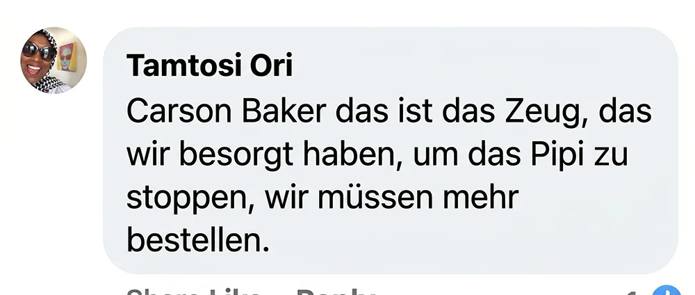A screenshot of a social media comment in German from a user named Tamtosi Ori.