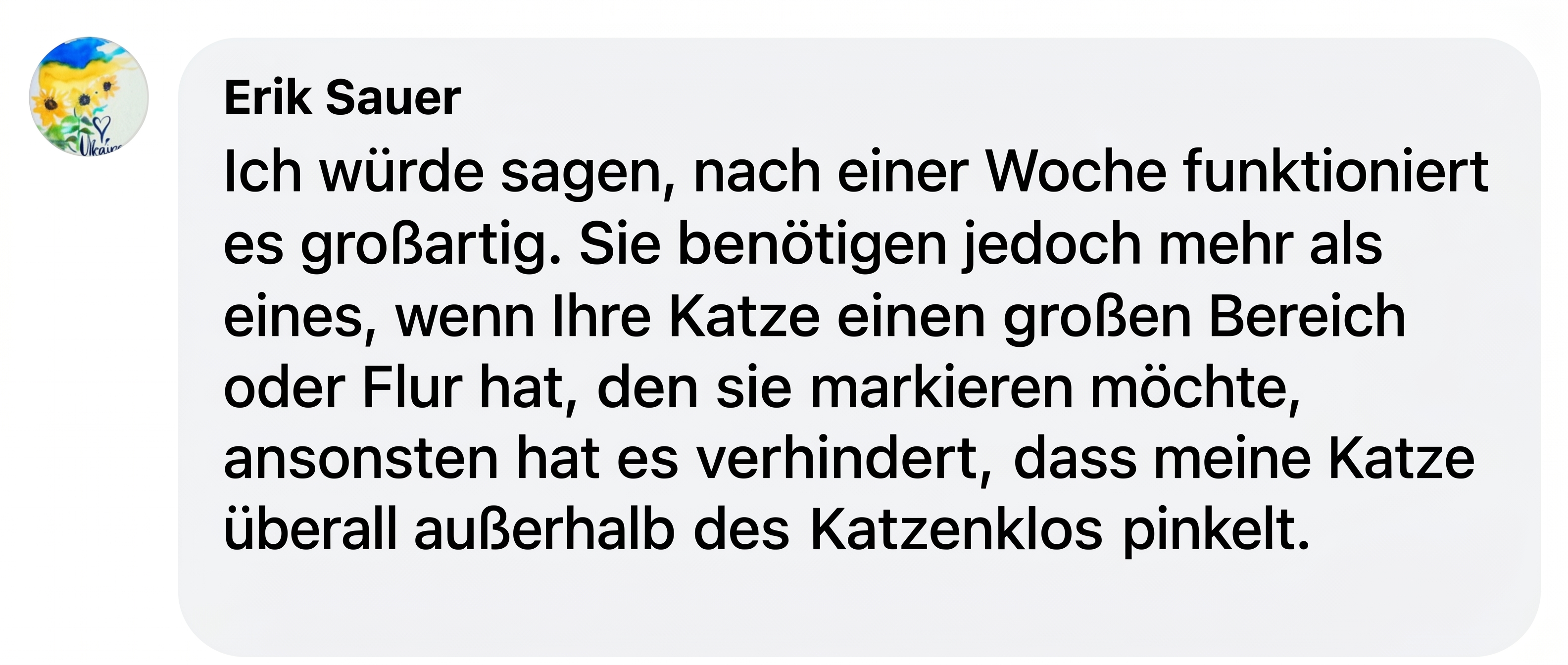 A screenshot of a customer review in French by Julien Faure, with a sunflower profile picture.