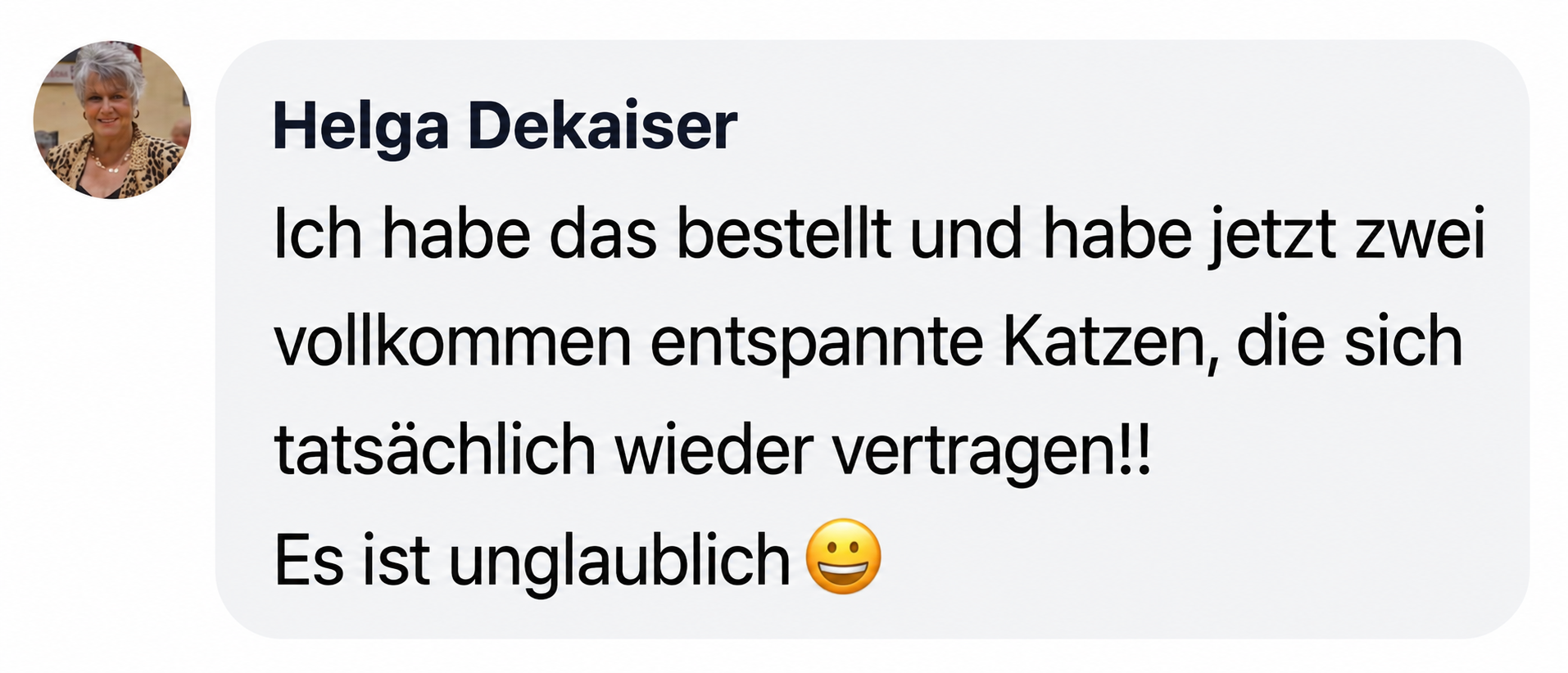A screenshot of a customer review in German from Helga Dekaiser with her profile picture.