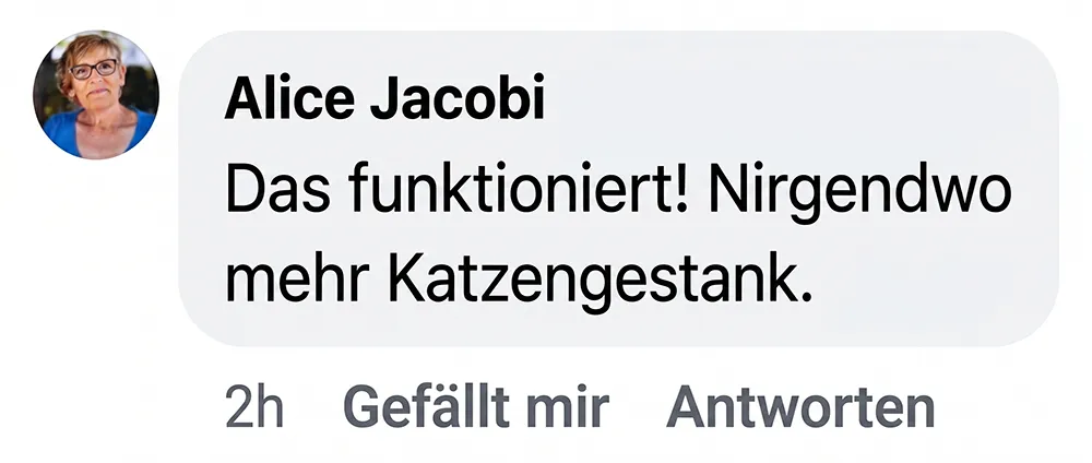 A screenshot of a comment in German from a user named Alice Jacobi.