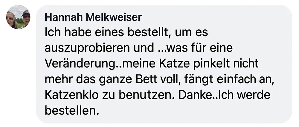 A screenshot of a customer testimonial in German from a user named Hannah Melkweiser.