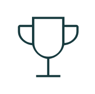 A simple line drawing icon of a trophy cup.