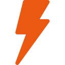 An orange lightning bolt icon on a transparent background.