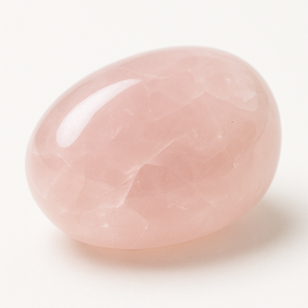 Smooth, polished pink stone on a white background.