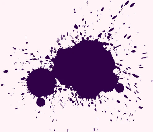 Purple ink splatter on a white background.