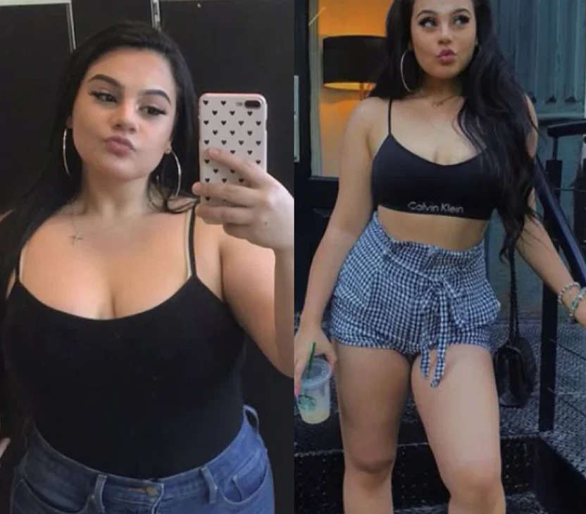 Two women posing, one taking a mirror selfie, both wearing black tops.