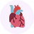 Illustration of a human heart with arteries and veins.