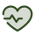 A green heart icon on a transparent background.