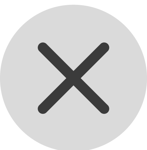 A black 'X' symbol inside a gray circle.