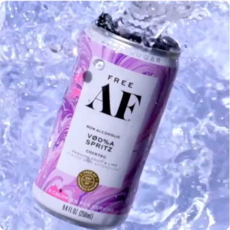 Can of Free AF Vodka Spritz floating in water.