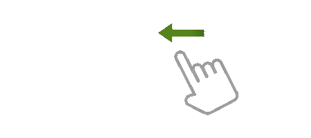 A hand icon pointing left with an arrow above it.