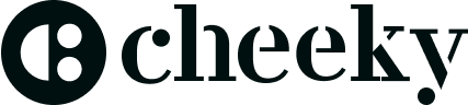 Logo with the word 'cheeky' and a circular design on the left.