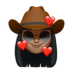 Cowboy-hat emoji with sunglasses and red heart emojis around it.