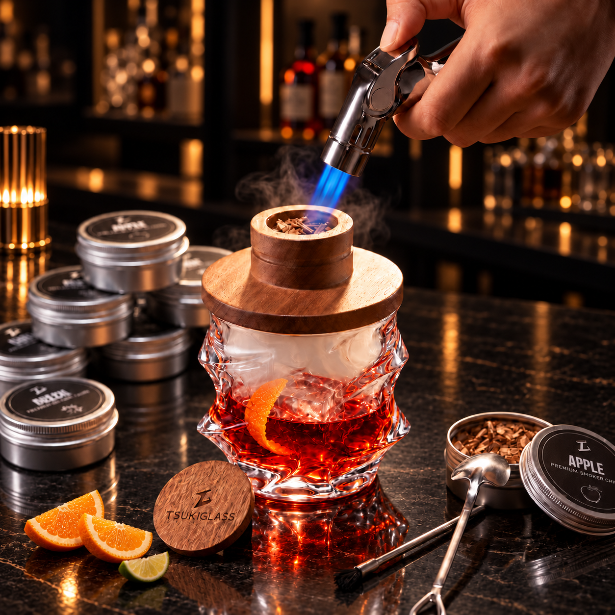 Tsuki Smoker Kit For Whisky & Cocktail (With a Torch) - TsukiGlass