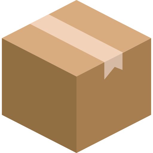 A simple graphic icon of a sealed brown cardboard box.
