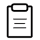 Outline of a generic clipboard icon with a black and white design.