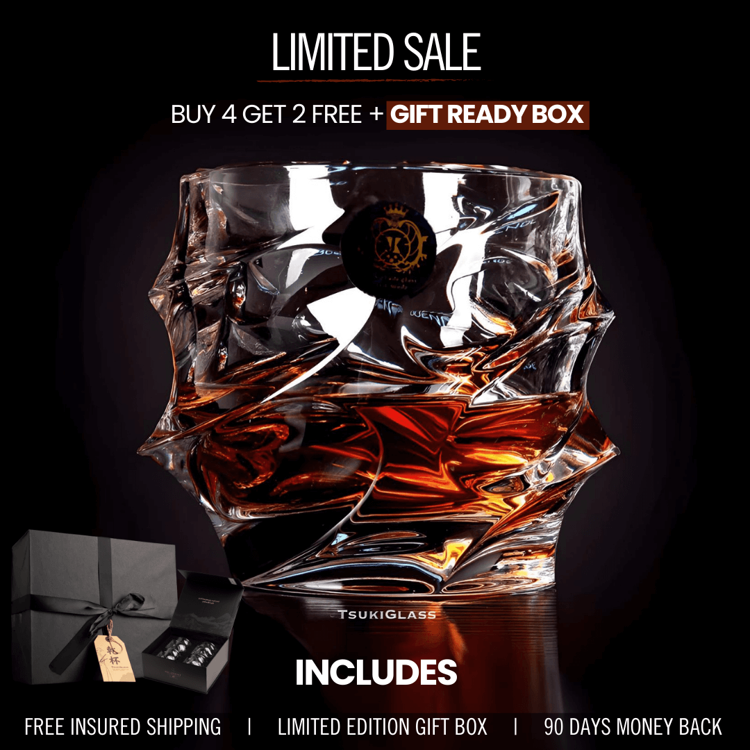 Two whiskey glasses filled with amber liquid, Black Friday sale text above.