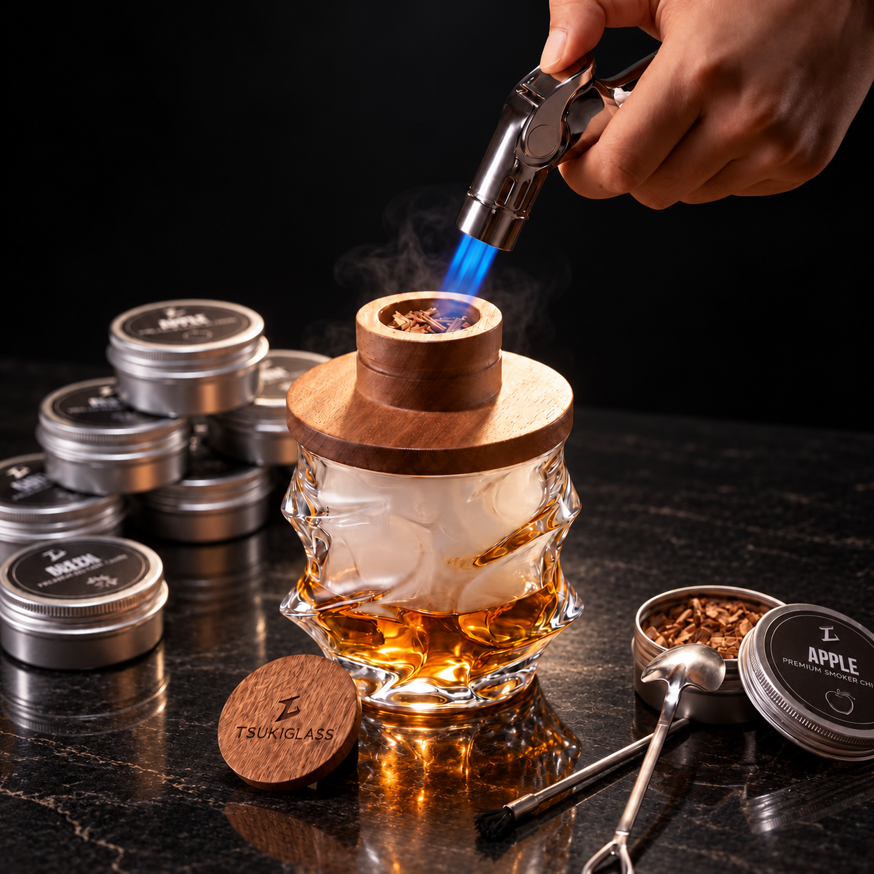 Tsuki Smoker Kit For Whisky & Cocktail (With a Torch) - TsukiGlass