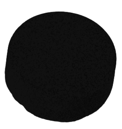 Black, round, solid object with a rough texture.