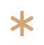 A brown asterisk symbol on a transparent background.
