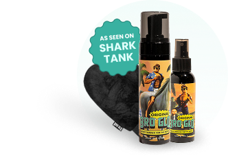 Smiling man with a cap, showing skin tone difference labeled 'No Bro Glo' and 'With Bro Glo'.