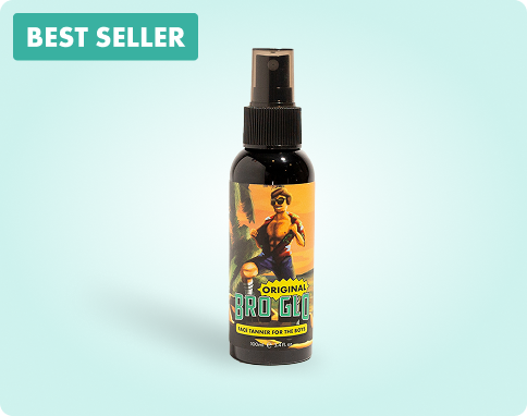 Spray bottle labeled 'Original Bro Glo' with 'Best Seller' tag.
