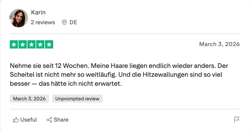 Trustpilot-Bewertung von Karin, 5 Sterne