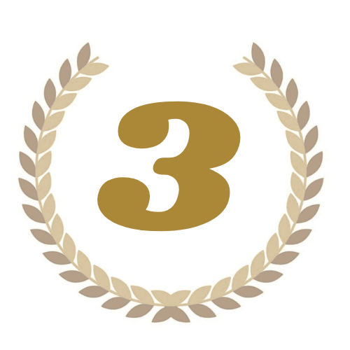 Number three with a laurel wreath design.