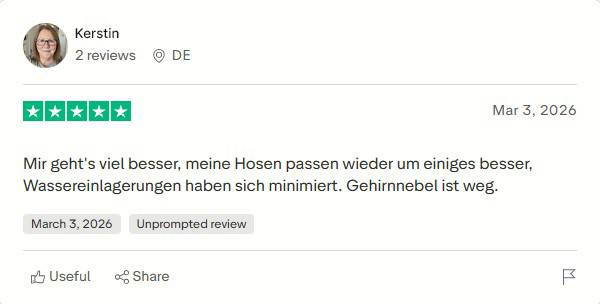 A screenshot of a five-star review from a user named Kerstin, written in German.