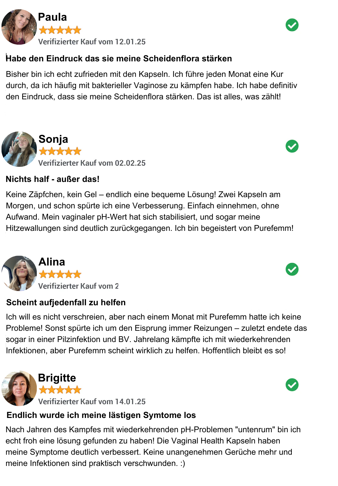 Customer reviews with star ratings for a health product.