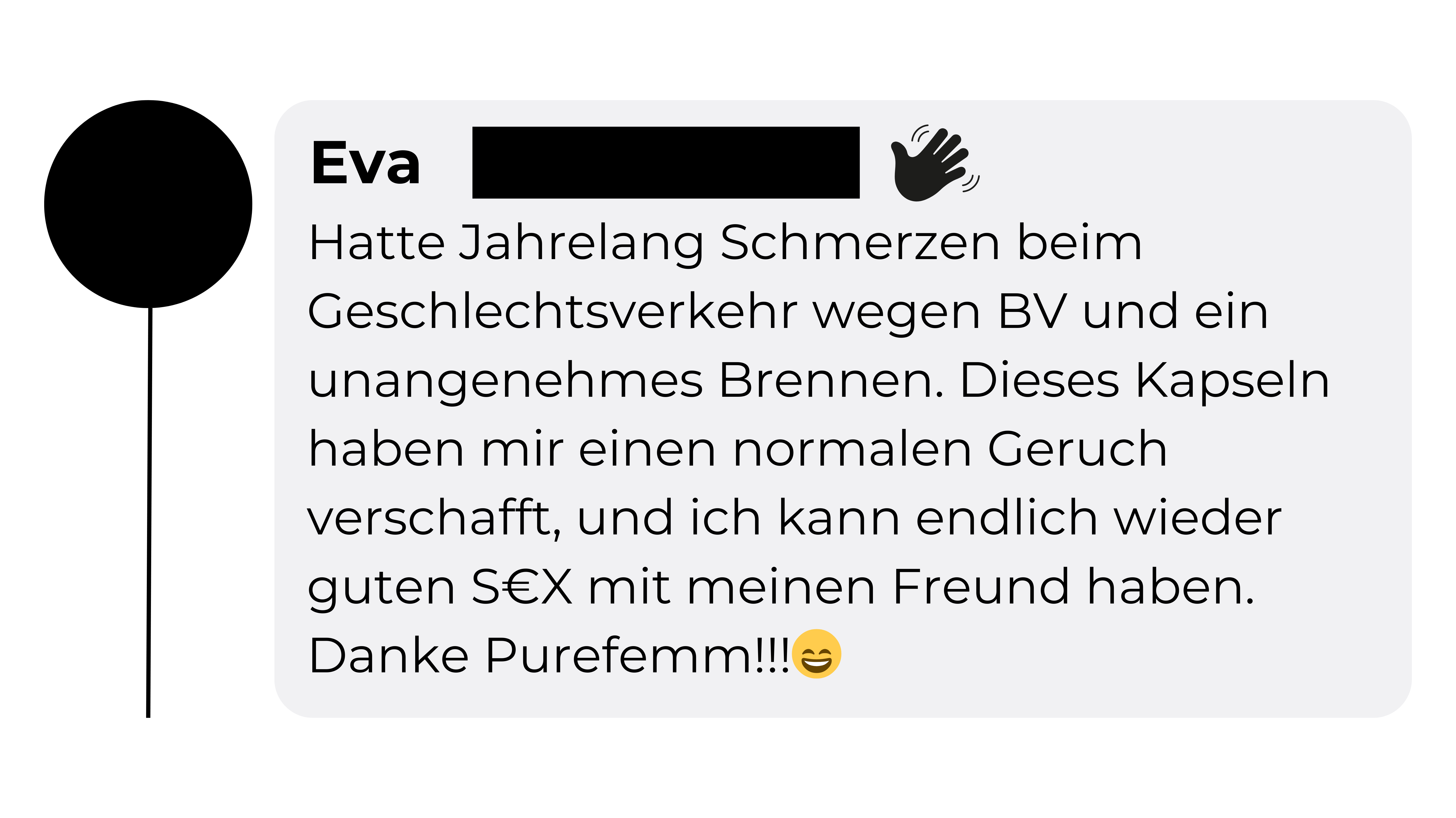 A testimonial in German praising quick and effective skincare results with emojis.